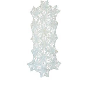 Crochet, Vintage White Cotton Table Runner, 30" x 12"